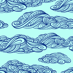 Stylized clouds seamless pattern