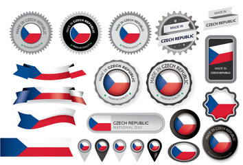 Made in Czech Republic Seal, Czech Flag (Vector Art)