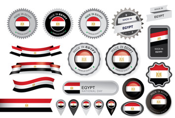 Made in Egypt Seal, Egyptian Flag (Vector Art) - 96565530