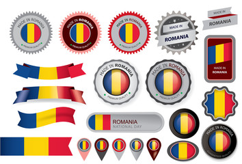 Made in Romania Seal, Romanian Flag (Vector Art)