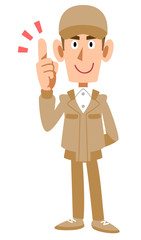 要点を解説する作業着の男性