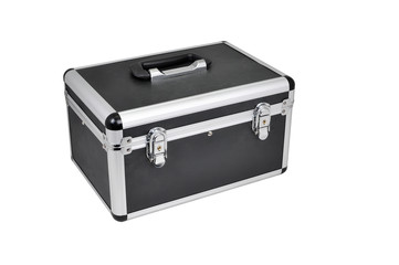 Mysterious silver box isolated on white background