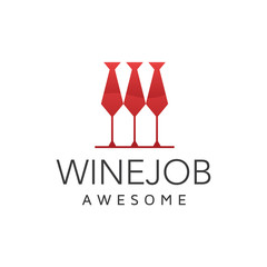 Wine Job Tie Icon Logo