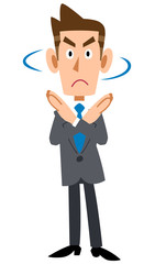 拒否の仕草を示すビジネスマン