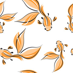 Goldfish. Vector seamless pattern 1