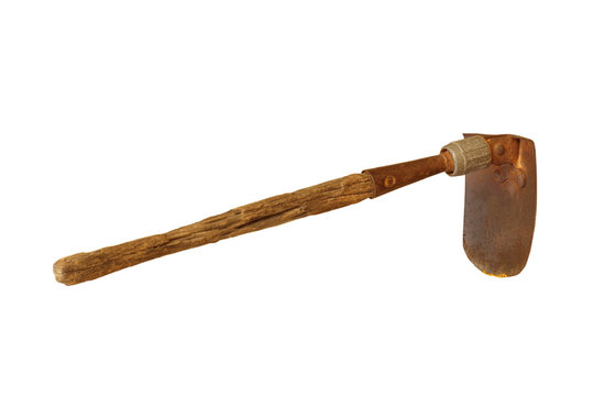 Old rusty shovel isolated on a white background