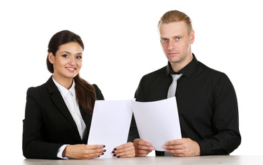 Fototapeta premium TV anchors training for telling news