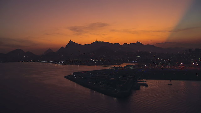 Sunset aerial view over Rio de Janeiro, Brazil