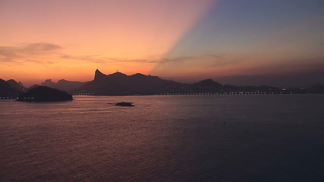 Aerial view of Beautiful Sunset over Rio de Janeiro, Brazil