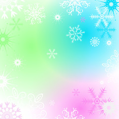 Fototapeta na wymiar Colorful Christmas frame with snowflakes