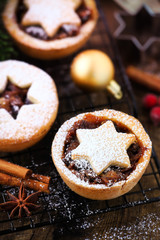 Homemade festive mince pies or mincemeat pies for Christmas