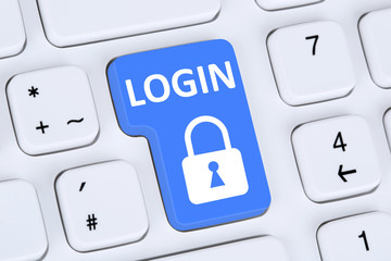 Login Button anmelden mit Passwort online im Internet Web Comput