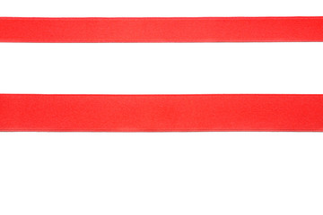 two red horizontal ribbons, isolated on white