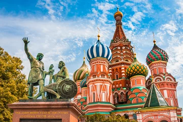 Fotobehang Moskou St. Basils kathedraal op het Rode Plein in Moskou, Rusland