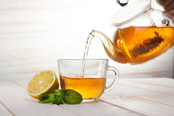 poured from a teapot cup of tea