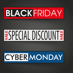 3 banners Cyber Monday Black Friday