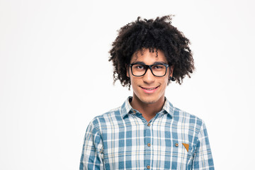 Afro american man in glasses looking at camera