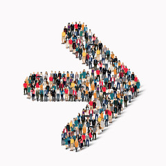 crowd people  shape  arrow direction