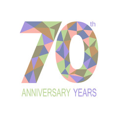 70 anniversary. celebration. logo. polygon