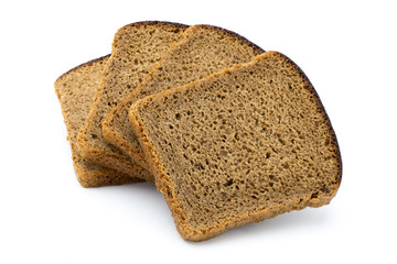 Dark rue bread on a white background.