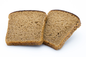 Dark rue bread on a white background.