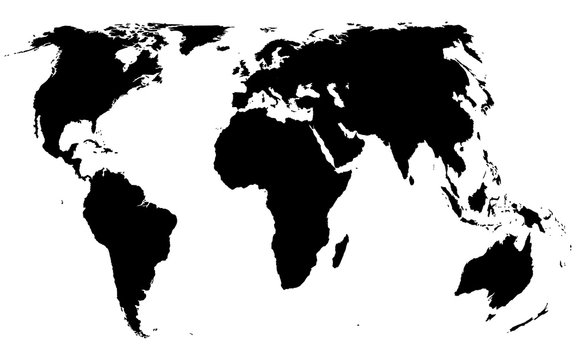 World map black on white background vector