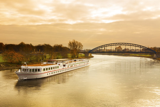 Cruise Ship On The Elbe River