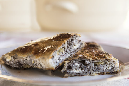 Traditional Hungarian Strudel, Filled With Pumpkin And Poppy Seed.