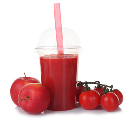 Fresh vegetable juice isolated on white