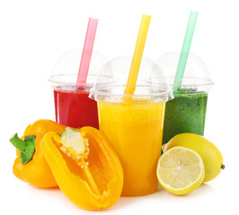 Fresh juice mix fruit, healthy drinks isolated on white