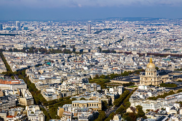 Obraz premium Aerial view of Dome des Invalides, Paris, France