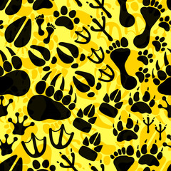 Fototapeta na wymiar seamless pattern with footprints and bones