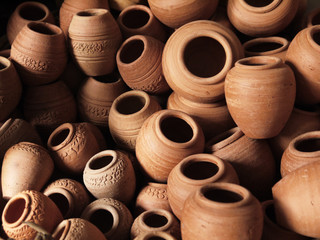 group of clay pots