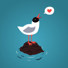 ea and blackhead seagull in love vector background