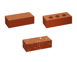 Just Brick icons set. Brick badge templates collection. You can use it as logo template - add text and get your own creative design. Grunge design. Isolated on white background. Vector