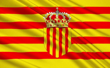 Flag Senyera - pattern is nowadays in the flag of four Spanish a