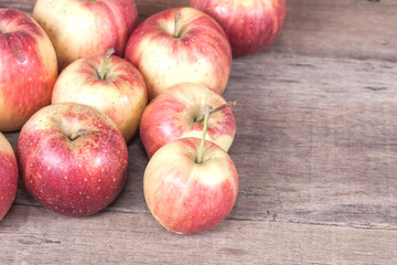 apples on  wood background.