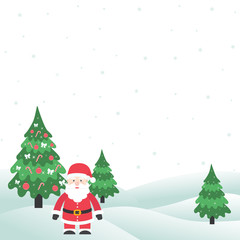 winter with christmas trees and santa claus