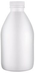 White plastic bottle with cap. File contains clipping paths.