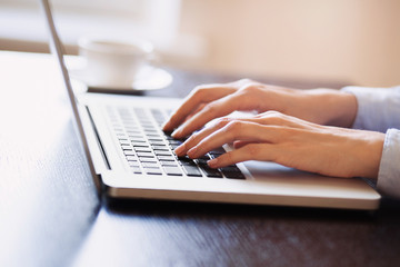 Young adult using laptop