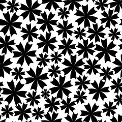 Fototapeta premium Seamless pattern from flower ornament. Fashionable modern Graphics style. Texture for website, blogs, wallpaper, wrapping, fabric, apparel, textiles. Black volume flowers on white background. Vector