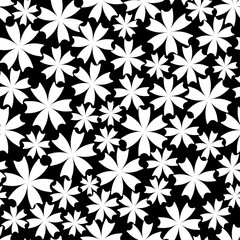 Seamless pattern from flower ornament. Fashionable modern Graphics style. Texture for website, blogs, wallpaper, wrapping, fabric, apparel, textiles. Black volume flowers on white background. Vector