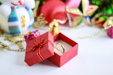 ring in the red box gift concept christmas