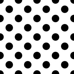 Big Polka Dot seamless pattern. Abstract fashion black and white texture. Monochrome template. Graphic style for wallpaper, wrapping, fabric, background, apparel, print production, etc. Vector - 96580981