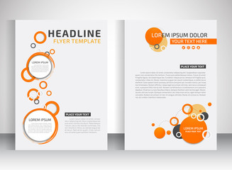business flyer, brochure vector template  with circle shape 
