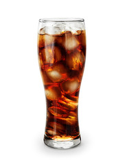 Glass of cola isolated on white background.