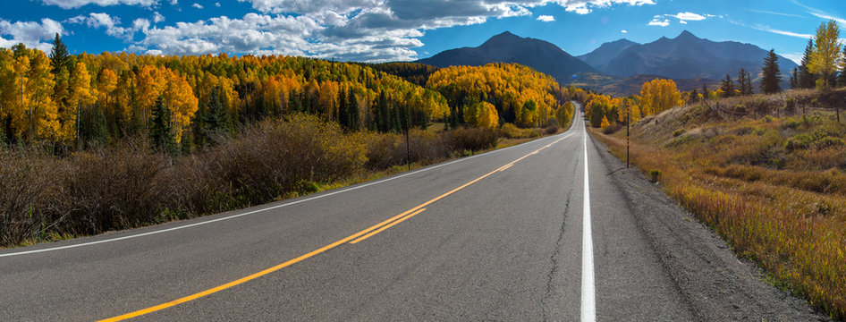 Fall color, Colorado Highway 145 Panorama