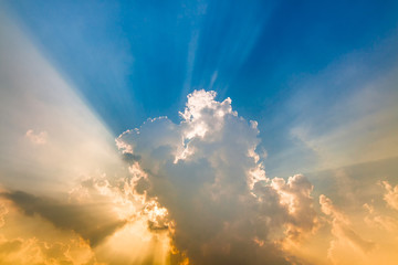 A ray of sunshine on a cloudy sky