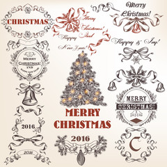 Collection of hand drawn Christmas and New Year frames in Victor