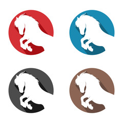 Circle Flat Style Rear Horse Logo Icon